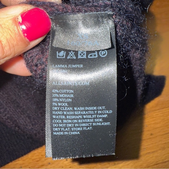 ALLSAINTS Mock-Neck Mohair Sweater Lamma Jumper XS - Picture 5 of 6